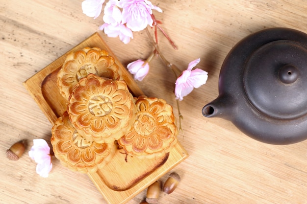 mooncake festival with hot tea