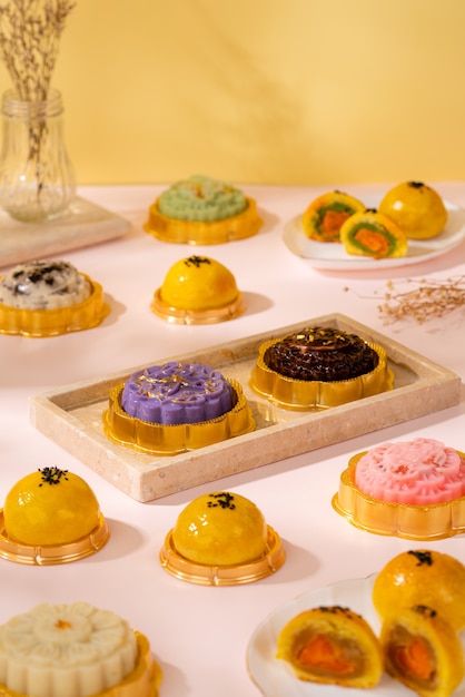 A mooncake  is a Chinese bakery product traditionally eaten during the MidAutumn Festival