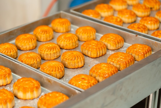 Mooncake making process A mooncake is a Chinese bakery product traditionally