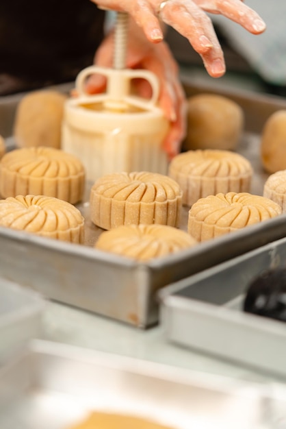 Mooncake making process A mooncake is a Chinese bakery product traditionally