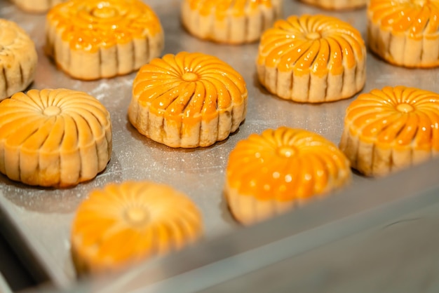 Mooncake making process A mooncake is a Chinese bakery product traditionally