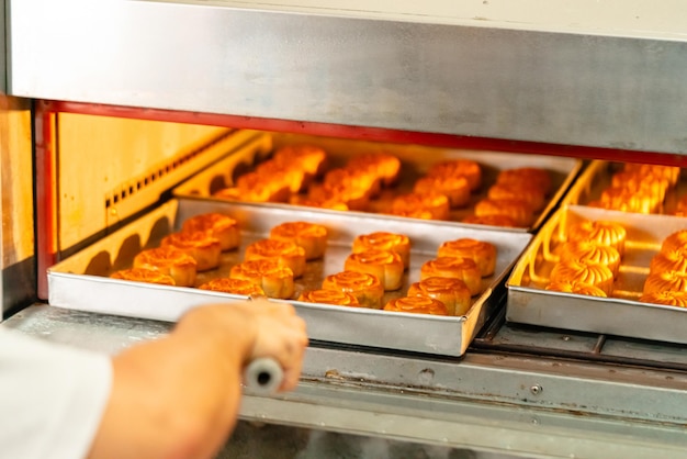 Mooncake making process A mooncake is a Chinese bakery product traditionally