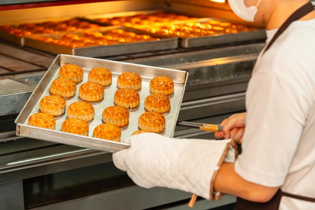 Mooncake making process A mooncake is a Chinese bakery product traditionally