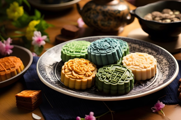 Photo mooncakes on a plate