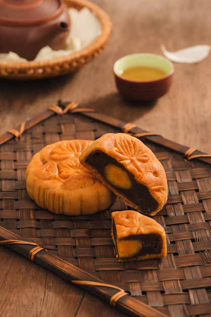 Mooncakes, vietnamese gebakjes die traditioneel worden gegeten tijdens het mid-autumn festival