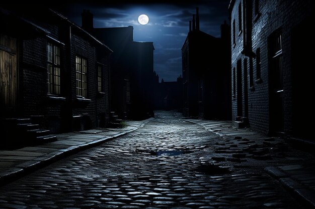 Foto la luce della luna proietta ombre nel vecchio vicolo