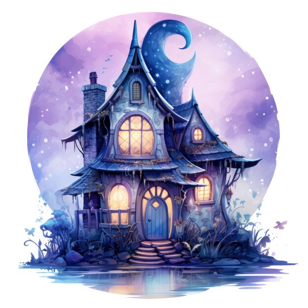 Moonlight dark themed night elf fairytale fantasy fairy house