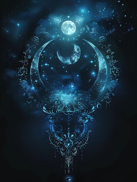 Moonlight Flares With Lunar Flares and Cool Blue Color Flare Glowing Texture Y2K Collage Light Art