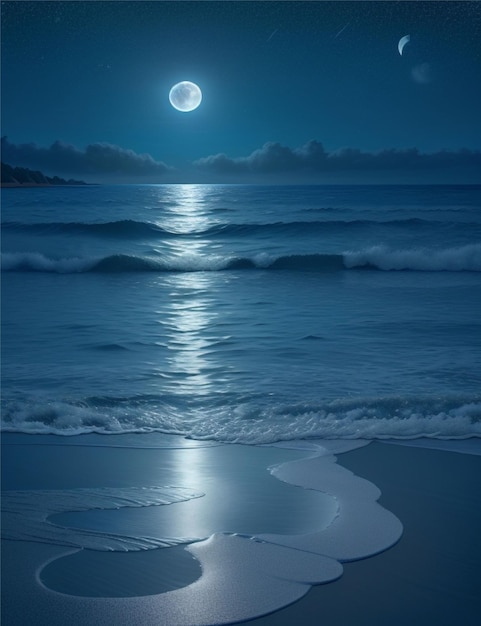 Photo moonlight ocean beach image