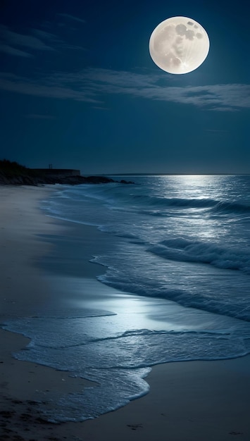 moonlit beach at night