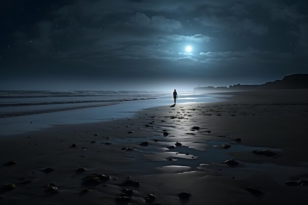 Moonlit beach strollsea animal photography