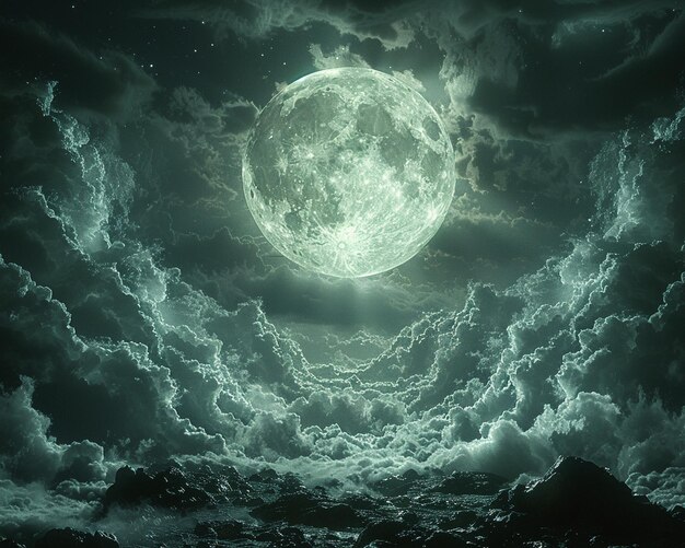 夜空の月光の雲