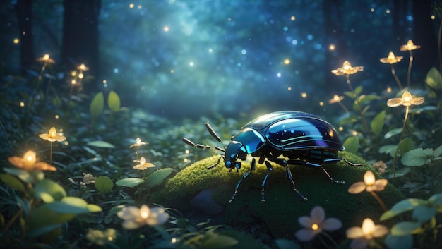 Moonlit Enchantment The Fairytale Beetle's Nighttime Realm