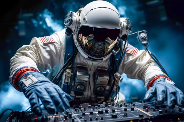 Moonlit Grooves DJ draait op een buitenaards feest Generatieve AI