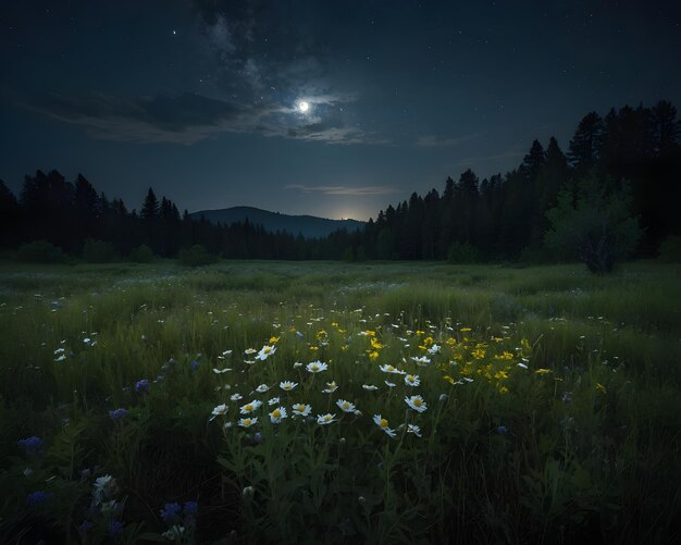 Moonlit Meadow Magic Unveiling Nocturnal Wildlife with Monovision Photography