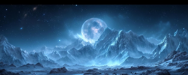 孤立 し た 山頂 の 背景 に ある 月 の 光 の 夜