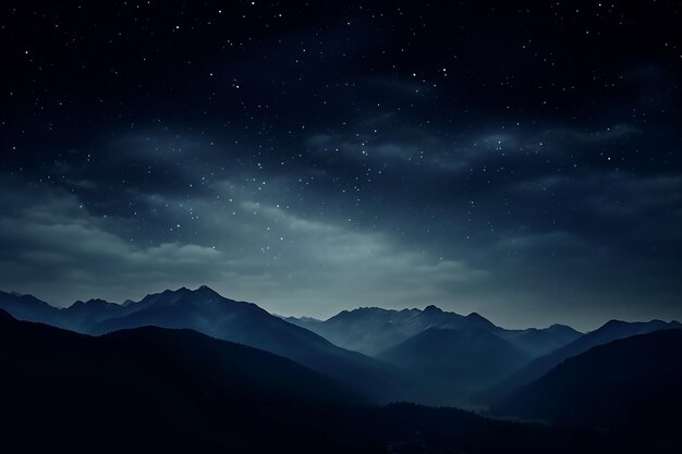 Moonlit silhouette of a mountain range or ridge