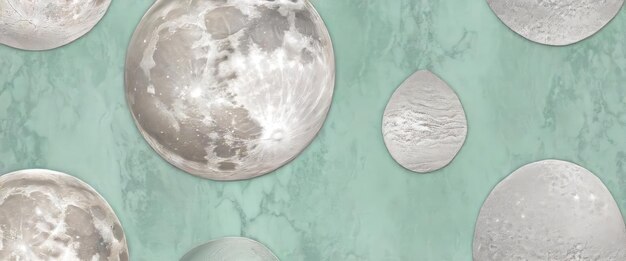 Foto moonlit silver sheen seafoam green sandstone serene beach horizon behang