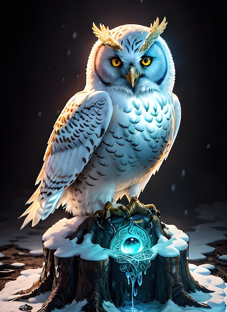 Moonlit Wisdom A Playful Cartoon Owl in Nature's Nighttime Embrace