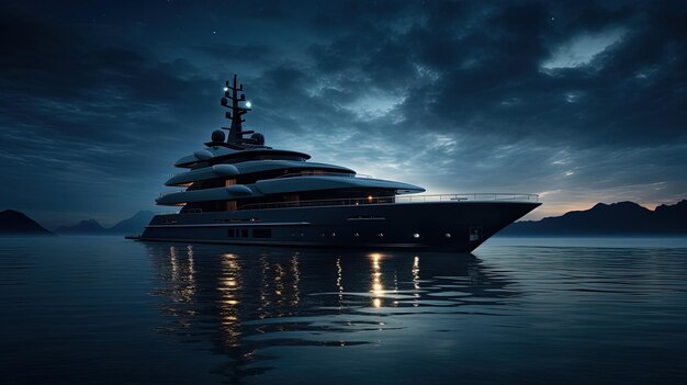 Photo moonlit yacht silhouette concept