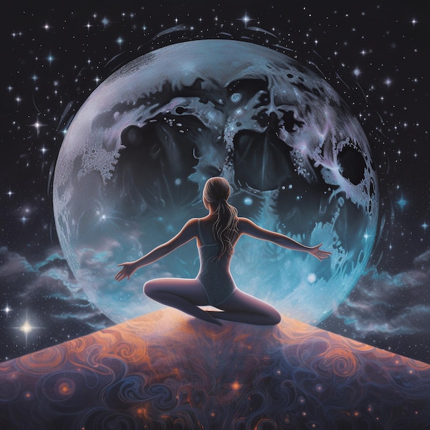 Moonlit Yoga Pose An Illustration of Calm and Serenity