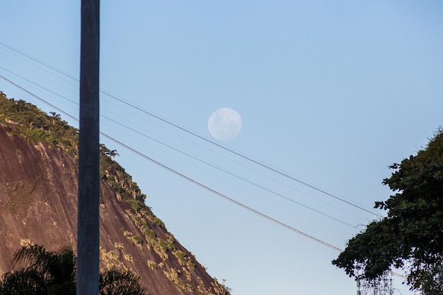 moonset in the sky of Rio de Janeiro Brazil