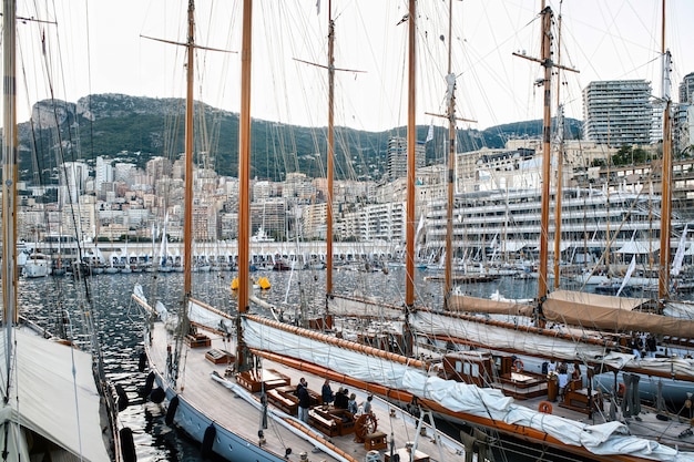 Moored old ships in Monaco