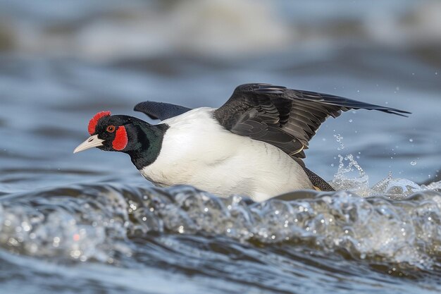 Photo a moorhen gliding over water