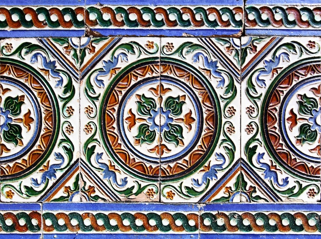 Moorish ceramic tiles in the Real Alcazar, Seville