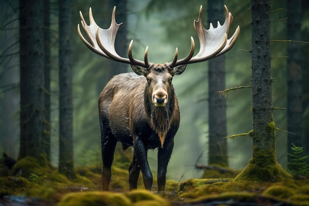 moose in the forest Generative AI