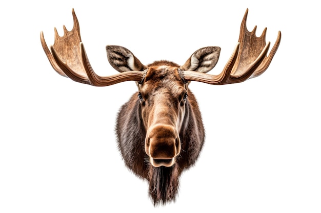 Photo moose head with big antlers hand drawn animal illustration