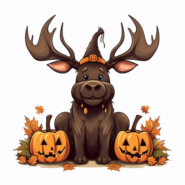 a moose head with a pumpkin on it