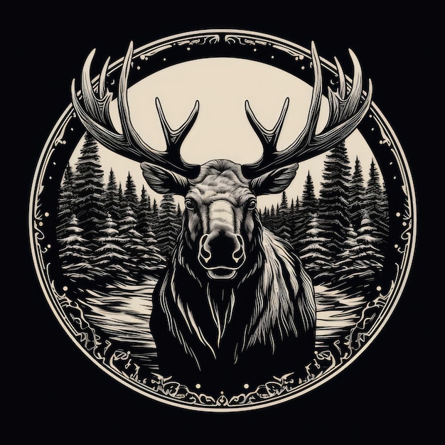 Moose logo zwart-wit AI gegenereerd beeld