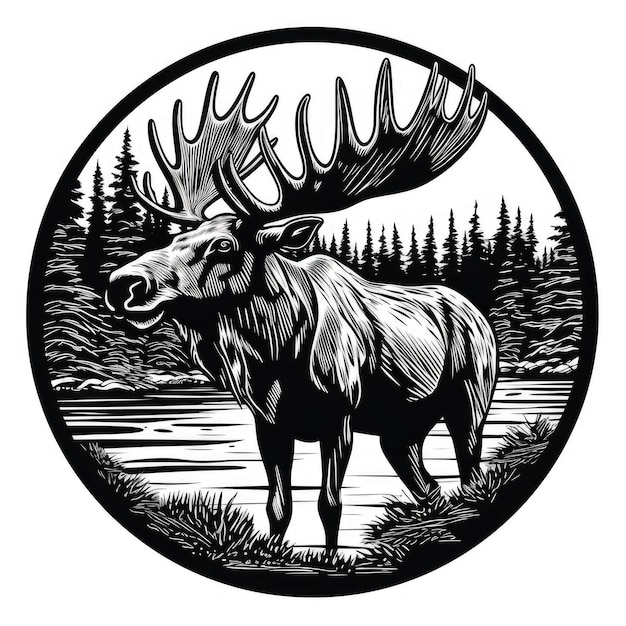 Moose logo zwart-wit AI gegenereerd beeld