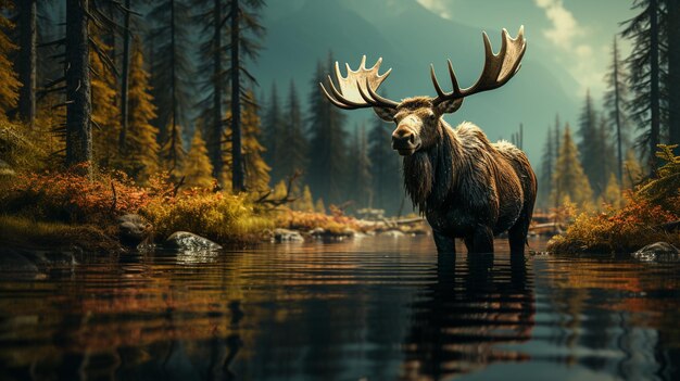 Photo moose in nature