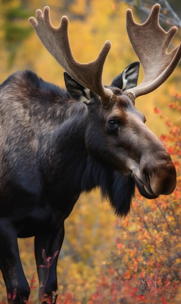 A moose with a black nose and a black nose