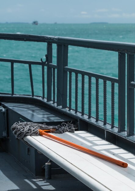 Photo mop on bench at pier