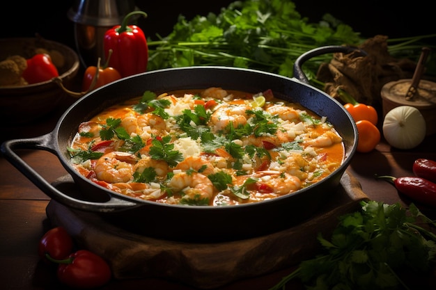 Moqueca Delight Een boeiend beeld van traditionele Braziliaanse visstoofpot gemaakt met generatieve AI