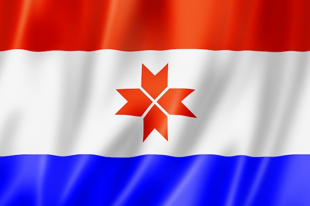 Mordovië staat - republiek - vlag, rusland zwaaiende banner collectie. 3d illustratie