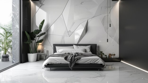 Более современный взгляд на роскошную мраморную спальню можно увидеть на пятом изображении, где заявление