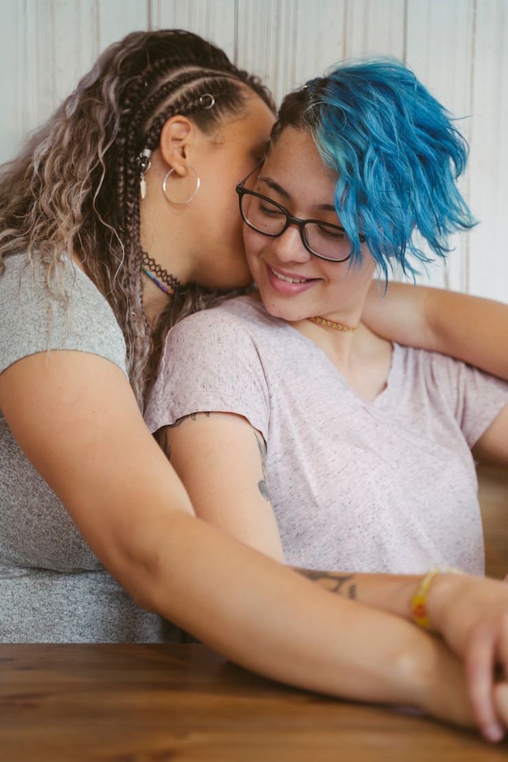 Photo more than friendship between two women.multicultural love without boundaries.