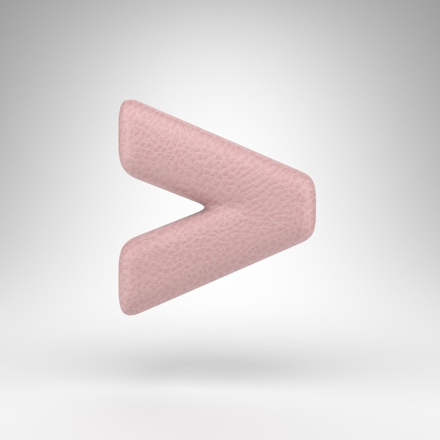 More than symbol on white background. Pink leather 3D rendered sign with skin texture.