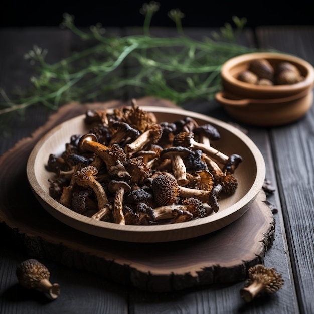 Photo morel mushrooms fried or sauted wild springtime delicacy