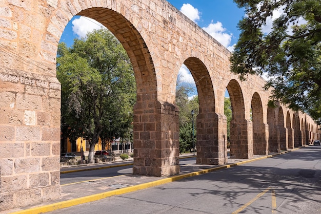 Morelia Michoacan ancient aqueduct aqueducto Morelia in historic city center