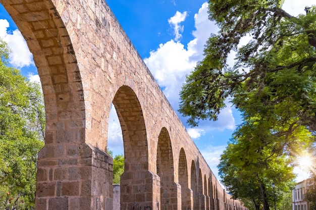 Morelia Michoacan ancient aqueduct aqueducto Morelia in historic city center