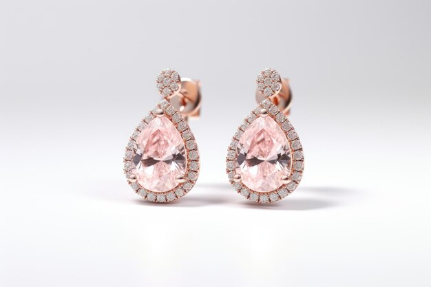 Photo morganite earring isolated on white background