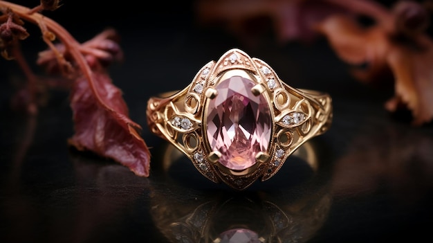 Morganite Stone Ring Antique