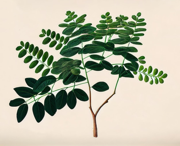 Moringa Oleifera Moringa Drumstick Tree Mierikswortel Ben Oil Benzolive Tree Abstract Generatieve AI Illustratie