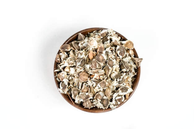 Moringa oleifera seeds isolated on White Background