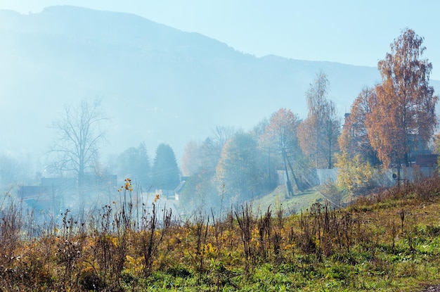 Morning autumn Carpathian mountains Ukraine